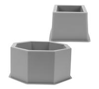 WRITWAA 2pcs Concrete Flowerpot Mold Cement Vase Mold for Making Outdoor Use Dual-Layer Design Hexagon Square Round Shapes Silicone Material Creative DIY Fun Modern Sl eometric Look