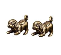 WRITWAA 2Pcs Copper Dog Desktop Ornament Pendant Home Decor Animal Adornment Vivid Handicraft Sculpture Compact Gift for Puppy Dog Lovers