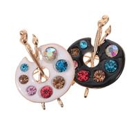 WRITWAA 2pcs Creative Art Brooch with Drip Oil and Rhinestone Decoration Artistic Painting Unique Brooch Pins for Clothes Scarves Hats Gift for Artists and Friends