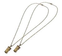 WRITWAA 2Pcs Cremation Urn Necklace Pendant for Ashes Memorial Jewelry Copper Keepsake with Storage Space for Pet Human Ashes Polished Design with Six Character Suitable for Men Women