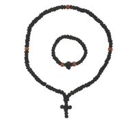 WRITWAA 2PCS Cross Orthodox Prayer Ropes, 33 Knot & 100 Knot Christian Orthodox Prayer Rope Bracelet & Necklace Set, Gr ead Blessing Cross Pendant Gift for Women Men