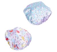 WRITWAA 2Pcs Cute Cartoon Bathing Hats Caps for Multi Purpose Shower Hair Protection for Bathing and Sleeping Unicorn Dolphin Light
