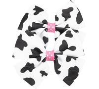 WRITWAA 2pcs Cute Cow Print Bow Hair Clips, Fabric Cloth Material, Secure Clips Not Easy to Fall, for Casual and Formal Events