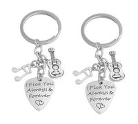 WRITWAA 2pcs Decorative Zinc Alloy Guitar Pick Keychains Stylish Multipurpose Pendants Smooth Edges for Music Bag Accessories Silver Finish