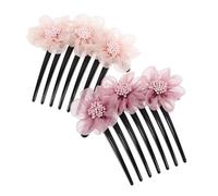 WRITWAA 2pcs Delicate Flower Decorative Hair Combs Lightweight Yarn Bridal Hair Accessories with Fine Workmanship Fade-resistant Romantic Floral Headdress for Weddings and Parties