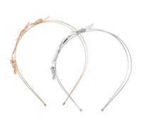 WRITWAA 2Pcs Delicate Hollow Butterfly Tiara Headband Lightweight Wire Crown for Women Gold Silver Hair Hoop for Weddings Proms Festivals Photoshoots