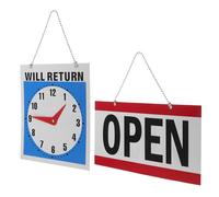 WRITWAA 2pcs Double Sided Welcome Sign with Open and Closed Indicators, Waterproof Pvc Business Signs outside Use, Reusable Hanging Chain for Office and Home