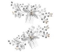 WRITWAA 2pcs Elegant Bridal Hair Comb Crystals Rhinestones Handmade Wedding Hair Accessories for Brides for Special Occasions and Flower Girls