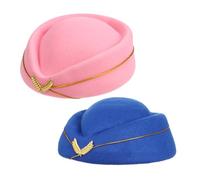 WRITWAA 2pcs Elegant Flight Attendant Cap for Women for Stage Performances Cosplay and Costume Events