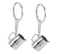 WRITWAA 2pcs Espresso Cup Keychain Mini Mug Keyring Latte Art Pitcher Charm Purse Pendant for Coffee Lovers