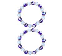 WRITWAA 2pcs Evil Eye Beaded Bracelets for Women, Protection Charms with Evil Eye Bead & Elastic String For Everyday Wear & Celebrations
