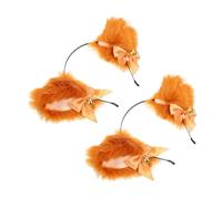WRITWAA 2pcs Fashion Cat Ears Headband Animal Hair Hoops for Women Party Headdress Plush Cat Ear Headband