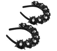 WRITWAA 2pcs Floral Headband For Women Girls: Creepy Skull Headpiece Horror Hairband Day Of The Dead Hair Hoops Headwear Accessories For Halloween Wedding Festivals