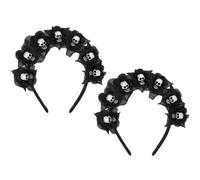 WRITWAA 2pcs Floral Headband For Women Girls: Creepy Skull Headpiece Horror Hairband Day Of The Dead Hair Hoops Headwear Accessories For Halloween Wedding Festivals