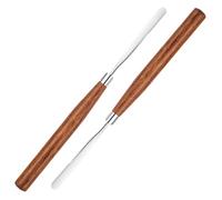 WRITWAA 2pcs Foundation Spatula and Cosmetic Mixing Stick Set, Rosewood Makeup Metal Spatula Tool for Professional Makeup Artists and Personal Use
