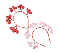 WRITWAA 2pcs Glitter Heart Headband for Wedding and Valentine Day Sparkly Hair Accessories Multiple Hearts for Romantic Look at Parties and Celebrations