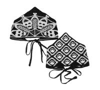 WRITWAA 2pcs Gothic Crochet Headband Skull Spiderweb Triangle Bandana Hair Accessories for Halloween Parties Soft Durable Knitted Head Scarves for Women