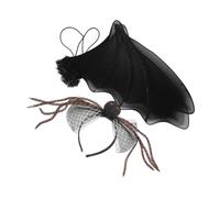 WRITWAA 2Pcs Halloween Bat Wings and Spiderweb Headband Set Durable Black Mesh Demon Cosplay Accessories Comfortable Fit for Vampire Party and Costume Decoration