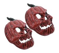 WRITWAA 2pcs Halloween Pumpkin Face Mask Creepy Scary Novelty Pu Orange