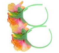WRITWAA 2pcs Hawaiian Flower Headbands for Women Comfortable Fit Silk Cloth and Plastic Material Eye Catching Accessories for Birthday Celebration and Hawaiian-themed Party