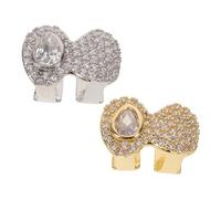 WRITWAA 2pcs Hip Hop Waterdrop Tooth Caps for Men Women Gold Silver Teeth Decoration Jewelry Comfortable Bling Grill Accessories for Cosplay Parties