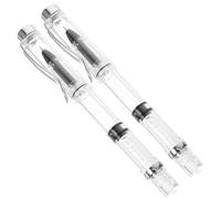 WRITWAA 2pcs Ink Pen Piston Filling Portable Multipurpose Plastic Pens with Lid Design 0.38mm Tip Silver Colour Suitable for Formal Occasions and Homes