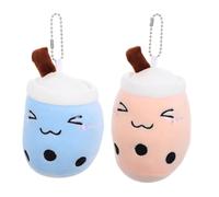 WRITWAA 2pcs Kawaii Bubble Tea Plush Keychain Charm for Girls Adorable Backpack Decoration and Bag Accessories Soft and Plush Keyrings for Women and Teens