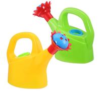 WRITWAA 2pcs Kids Watering Cans for Plants, Plastic Small Flower Watering Cans for Toddlers, 7-inch Lightweight Mini Water Can for Outdoor Gardening, Beach, And Bath Fun, Assorted Colors