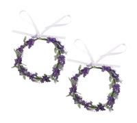 WRITWAA 2pcs Lavender Flower Crown Headband Floral Headpiece Elegant Design Comfortable Wear Versatile Styling Purple for Beach Vacation