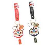 WRITWAA 2pcs Lion Keychain Chinese Traditional Key Charms Silicone Backpack Keychain