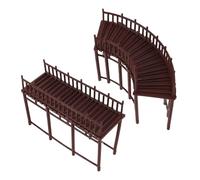 WRITWAA 2pcs Miniature Pavilion Corridor Model Set, Scale Asian Architectural Walkway with Straight and Curved Arched Bridges, Garden Bridge Structure for Fairy Garden and DIY Craft