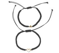 WRITWAA 2pcs Mother and Daughter Matching Bracelets Heart-shaped Adjustable Braided Rope and Alloy Set for Anniversary Celebration Expressing Feelings and Friendship
