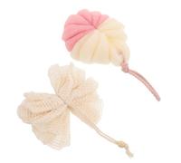 WRITWAA 2pcs Natural Fibers Bath Loofah with Exfoliating Shower Scrubber for Adults Soft Skin Cleansing Sponge Rich Body Wash Puff for Relaxing Shower Experience