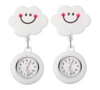 WRITWAA 2pcs Nurse Pocket Watches Retractable Hanging Pocket Watches with Silicone Cloud Shape, Easy to Wear and Practical Nursing Accessories for Exams or Work