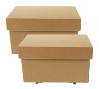 WRITWAA 2pcs Paper Storage Organizer Box with Lid 23x14x13.5cm Paper Storage Holder for Sundries CD DVD Book for Home and Office