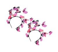 WRITWAA 2pcs Pink Butterfly Bridal Headpiece Comfortable Secure Wedding Hair Hoop for Women and Floral Romantic Design Unique Butterfly Costume Accessory for Brides and Tea Parties