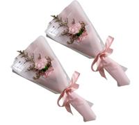WRITWAA 2pcs Pink Rose Soap Flower Bouquet Eternal Simulated Rose Bath Body Soap Gift for Valentine's Day Birthday Graduation Romantic Home Wedding Party Decoration
