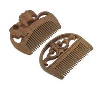 WRITWAA 2pcs Portable Acupuncture Point Massaging Tools Green Sandalwood Comb Relaxing Scalp Massager for Fatigue Metabolism