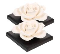 WRITWAA 2pcs Portable Ceramic Perfume Diffuser for Room with Rose Shaped Design round Corners, Unique Decoration Suitable for Living Room and Car Interior