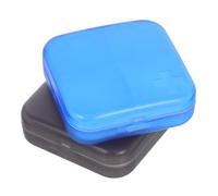 WRITWAA 2pcs Portable Medicine Organizer Box Multi-Grid Pill Storage Case for Travel Pocket Wallet Reusable Compact Daily Pill Holder in Blue Gray