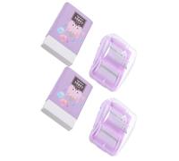 WRITWAA 2pcs Portable Mini Desktop Eraser Roller Crumb Collector with Eraser, Purple Compact Pencil Shavings Cleaner for Students and Office Use