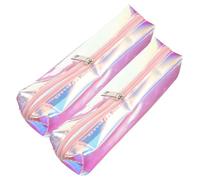 WRITWAA 2pcs Portable Pencil Bags Zipper Bags Rational Capacity Cosmetic Makeup PVC Simple Generous Design for Students Travel
