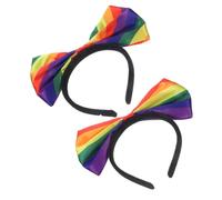 WRITWAA 2pcs Pride Headband Bowknot Hair Band in Rainbow Colors Women Hair Accessories for Girls for Parties and Daily Fashion