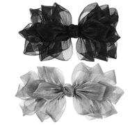 WRITWAA 2pcs Princess-style Hair Clips for Women Wedding Hair Accessories Organza Bow Barrette for Bride's Pageant Birthday Party