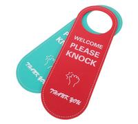 WRITWAA 2pcs PU Leather Door Knob Hanging Signs with Clear Please Do Not Disturb Welcome Please Knock Messages for Office Hotel Dorm Privacy and Meeting Rooms