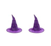 WRITWAA 2pcs Purple Ruched Witch Wizard Hat with Satin Cloth, 38cm