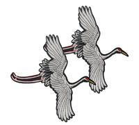 WRITWAA 2pcs Red-Crowned Crane Embroidery Applique Patch with Iron-on Feature, Embroidered Clothing Appliques Made of Embroidery Thread for Manual Crafts and Garment Repair
