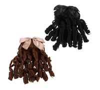 WRITWAA 2pcs Retro Wig Ponytail Faux Curly Hair for Parties Vintage Hair Extensions Comb Curly Wig for Cosplay Events Women Style Fake Ponytail