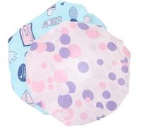 WRITWAA 2pcs Reusable Shower Caps for Hair with Double Layers and Elastic Band Design, Waterproof Polyester and Peva Material for Comfortable Wear, for Barbershop Wash Face and Make