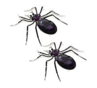 WRITWAA 2pcs Rhinestone Spider Brooch Bling Halloween Lapel Pin Durable Crystal Badge for Men Women Unique Insect Jewelry for Suits Hats Bags